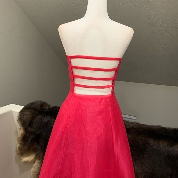 Strapless & Back Cut-out Beaded Organza Party Dress - Picture 8 of 15